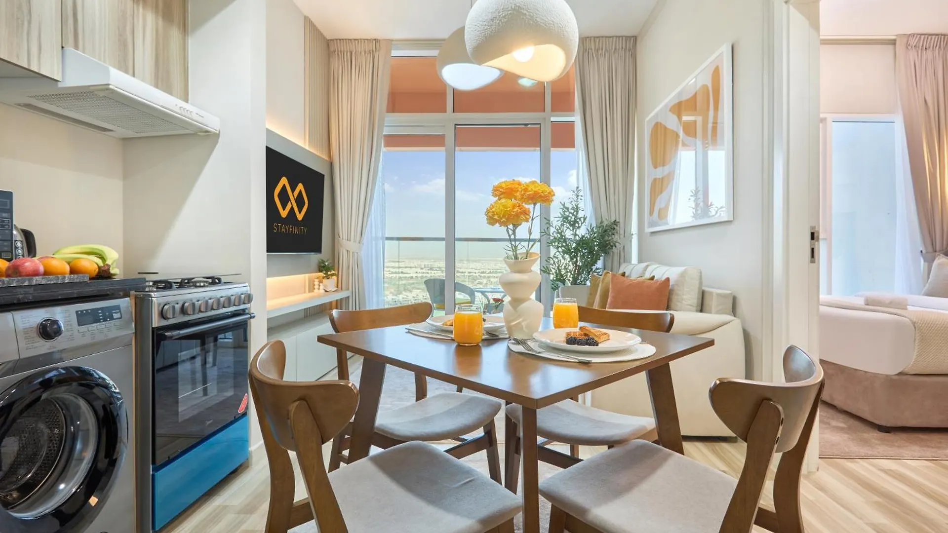 Modern High-Floor 1Br Apartment With Balcony, Pool Access & Golf Course View, Up To 4 Guests, By Stayfinity Dubai